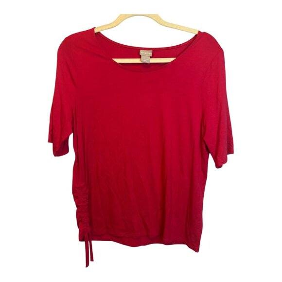 Chico's Blouse Women's Size Medium Ruched Red Chicos‎ 1 - Picture 1 of 4